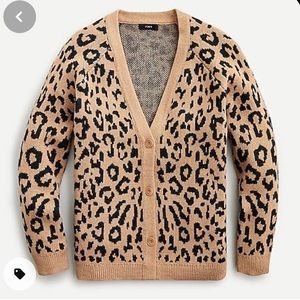 J Crew v neck leopard cardigan